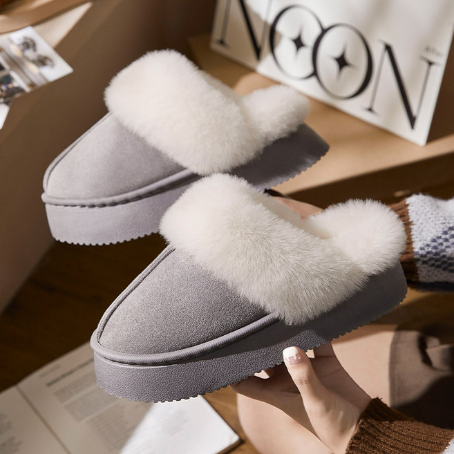 RainyDay 여성 키높이 털슬리퍼 겨울 실내화