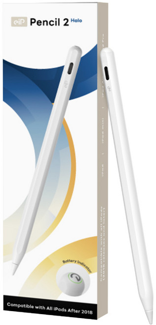 【eiP】Pencil 2 iPad觸控筆 (適用 iPad Pro / Air 4.5.6.7 M2 M3 M4 Halo 環燈款丨白), Halo 環燈款丨白, 1支