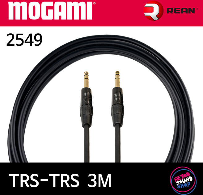모가미 2549 TRS-TRS 3m 케이블 (리안 블랙골드), 1개, 블랙, 2549 TRS-TRS (리안 블랙)