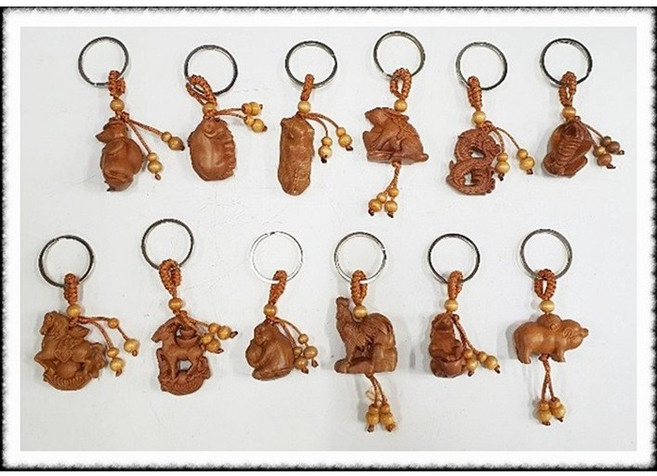 액운방지 복숭아나무 12지신 열쇠고리, 1개, 쥐