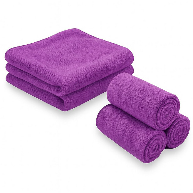 하이크린 고급 양면 극세사 청소용 걸레 40x40cm 손걸레, 퍼플, 5개