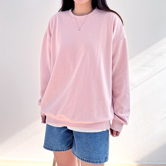 걸즈팩토리 여성용 루주무지 맨투맨티셔츠 국내제작