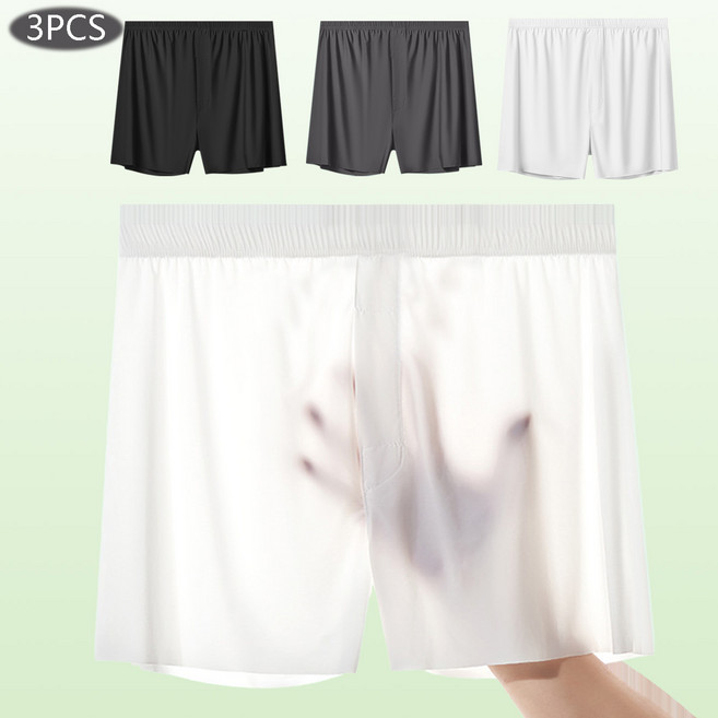 CXYIN 남성용 아이스 실크 통기성 드로즈 팬티 여름용 홈웨어 초슬림 캐주얼 알로 팬츠 3P