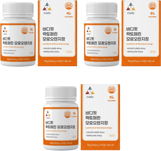가벼운 관리 바디핏락토페린모로오렌지 600mgx60정, 60회분, 3개