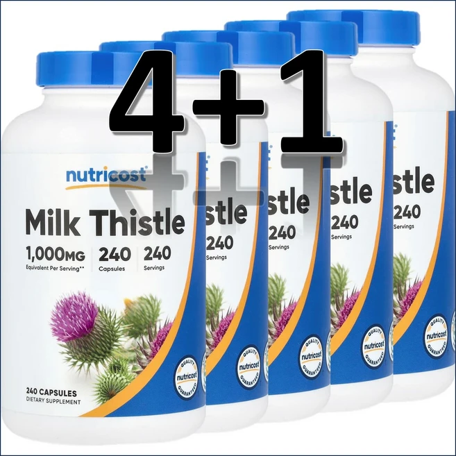뉴트리코스트 밀크씨슬 1000mg 캡슐 Nutricost Milk Thistle, 5개, 240정 - 쿠팡