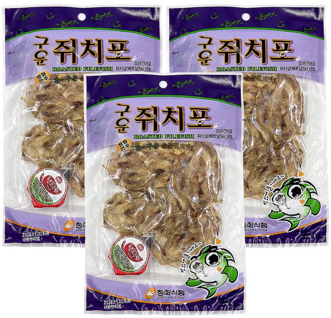 정화식품 구운 쥐치포, 3개, 40g