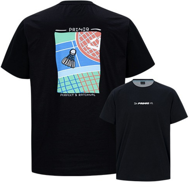 프리미크 반팔티 반팔 투게더 블랙 검정 HCT24203U BK 코튼라이크 배드민턴 테니스 스쿼시 탁구 의류 학생 배드민턴복 커플배드민턴 용산스포츠 용스