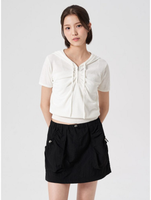 에잇세컨즈 8SECONDS 반집업 후드 반소매 풀오버 아이보리 164751EY20 1725434