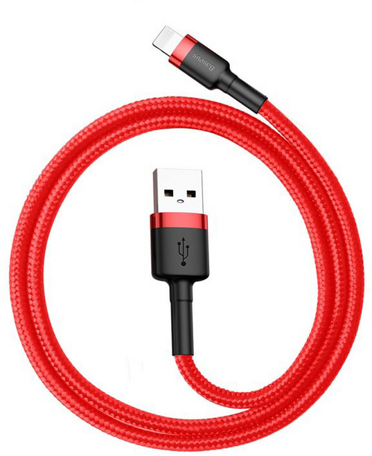 Baseus 倍思 USB to Lightning 充電傳輸線 高密度編織, 紅色, 1個, 100cm
