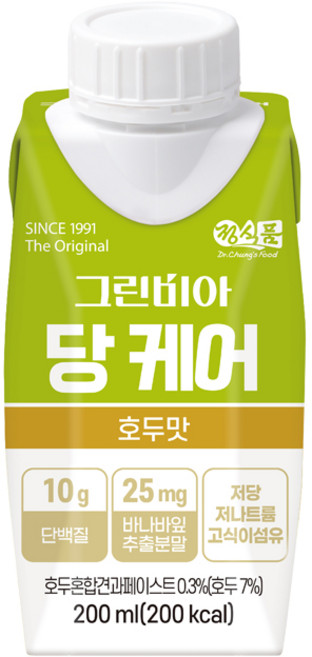 정식품 그린비아 당케어 호두맛 당뇨영양식 당뇨환자용균형영양식 혈당관리균형영양식, 30개, 200ml