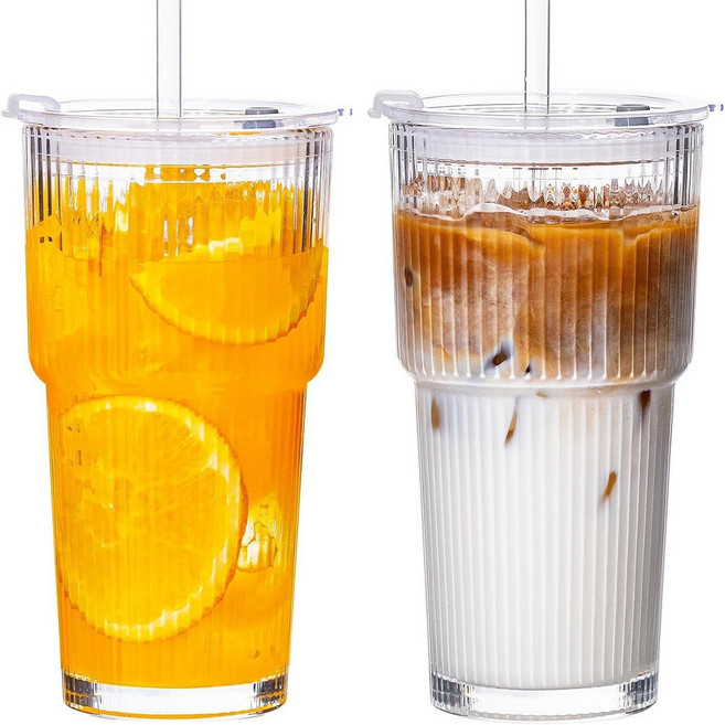 豎紋大容量玻璃杯 600ml, 豎紋杯珍珠棉4只裝, 1套, 600L