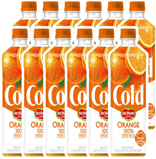 롯데칠성음료 델몬트 콜드 100% 오렌지, 900ml, 24개