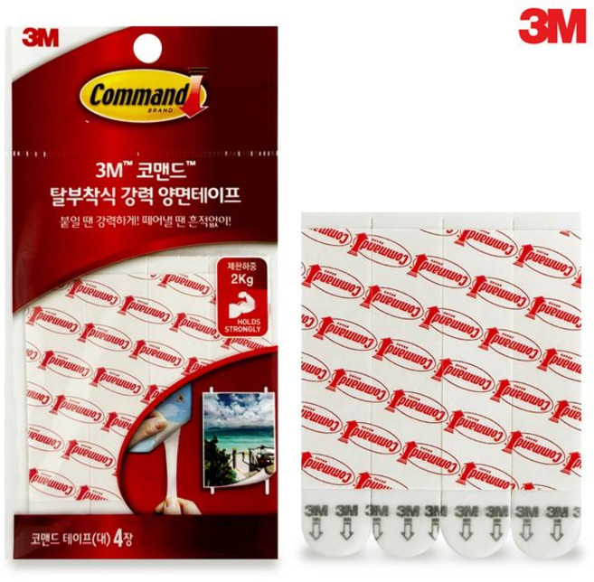 3M 커맨드 초강력 양면 테이프 액자 그림 리필 대형 4매입, 1개