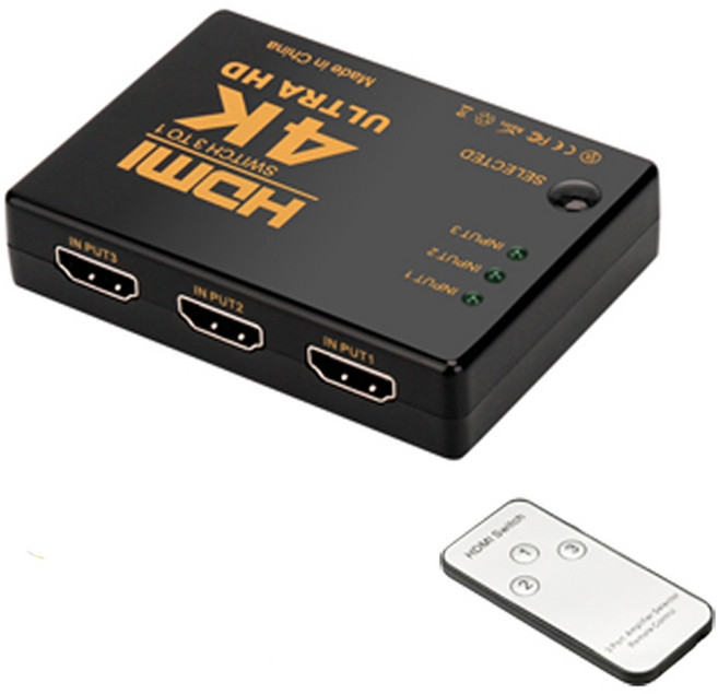 4K HDMI 3進1出切換器 附遙控器, 1個, 3進1出切換器-93C, 93C