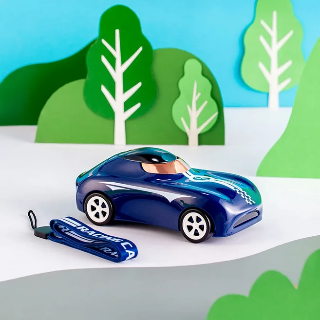 작은 스포츠카 모양 빨대 컵 어린이 장난감 플라스틱 미니 크리에이티브 어깨 끈 포함 휴대용, 01 Blue
