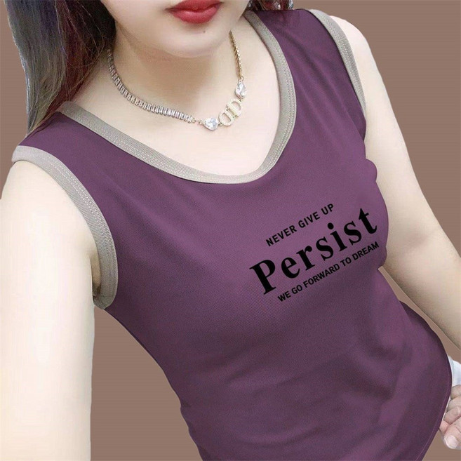 besteffie 빅사이즈 여성 스포츠웨어 여름 코디 캐주얼 슬리브리스 티셔츠 면 소재 라운드 전면 프린트 헬스복 K78