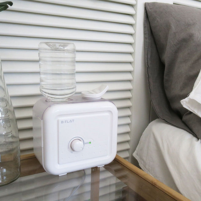 비플랫 아날로그형 생수병 미니 사각 가습기, BF-001WN, 화이트 + 투명