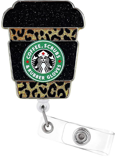 MDC 커피컵 릴홀더 2종세트 / 간호사릴홀더 사원증 테이프걸이, 1개, 브라운골드