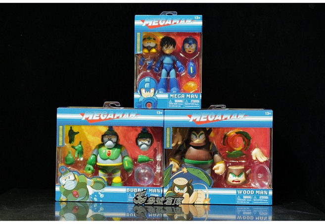 Jada Toys 4.5吋 初代 洛克人 無頭盔 木頭人 泡泡人 1:12 可動, 1個, 3款合售(初代洛克人+木頭人+泡泡人)