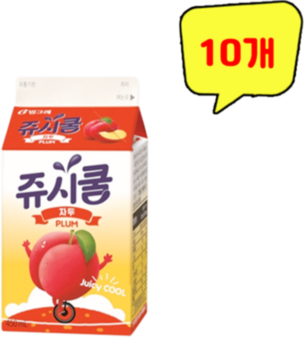 빙그레 쥬시쿨 자두, 10개, 450ml