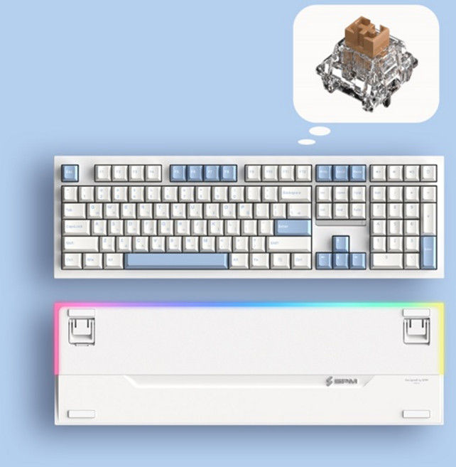 SPM PL108W 아라 풀배열 유무선 사무용 기계식 키보드 (화이트 저소음 새벽축 택타일), 화이트, 독자규격 스위치