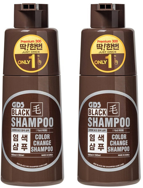 딱한번 염색샴푸 프리미엄 특허인증 새치 흰머리 저자극 두피케어, 2개, 뉴 다크브라운(흑갈색), 300ml