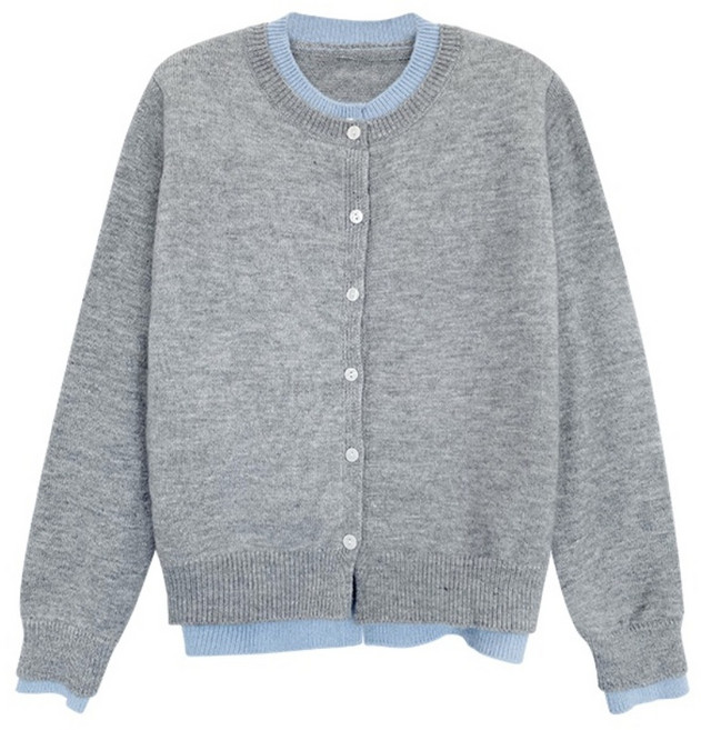 아이엠몽 여성 페이크 레이어드 니트 가디건