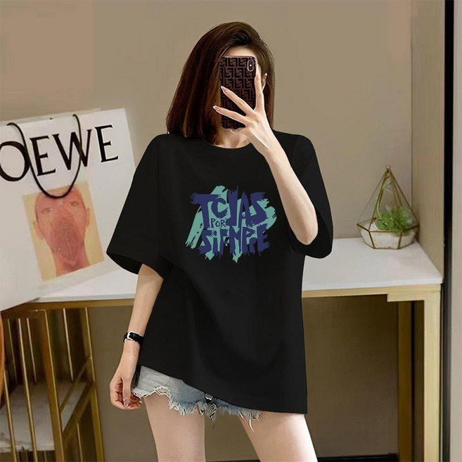 여성 순면 반팔 오버핏 티셔츠 루즈핏 상의