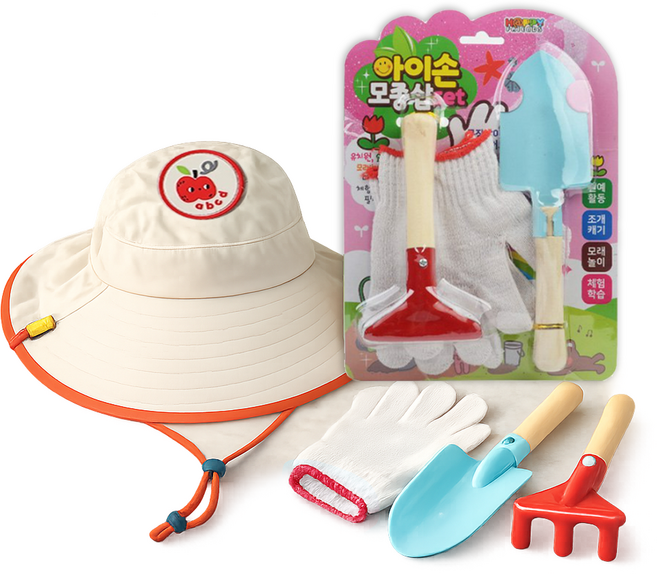 레모어 유아 여름모자 자외선 차단 + 모종삽 세트 갯벌체험 어린이 햇빛차단
