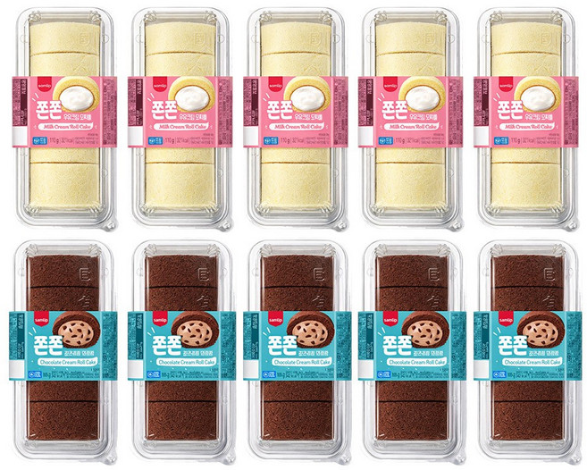 삼립 쫀쫀 크림 모찌롤 110g 우유5개+초코5개, 1세트, 1.1kg