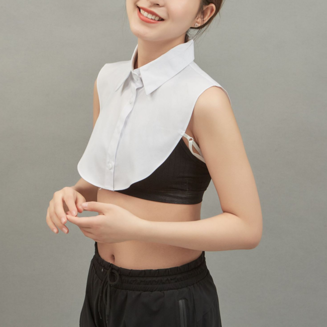 미노앤슈 여성 이너셔츠 기본 심플 셔츠 페이크 이너 카라 레이어드 블라우스 4컬러