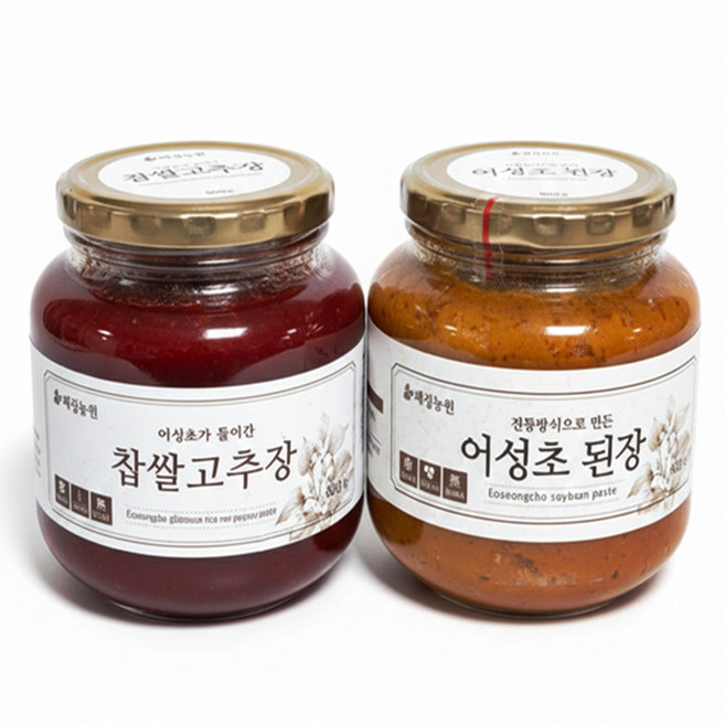 재래식 전통 메주 국내산 어성초 된장 고추장 세트, 1개, 900g