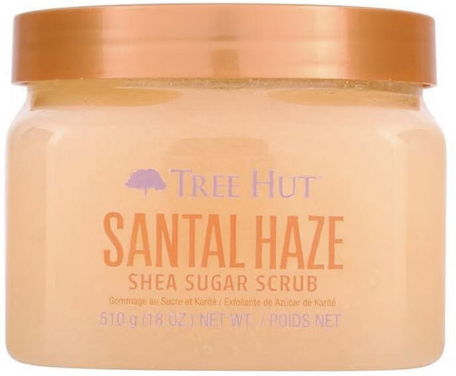 Tree Hut Lychee Kiss 시어 슈가 스크럽 각질 제거 수분 공급 및 모이스처라이징 바디 스크럽 시어 버터 및 영양 에센셜 오일 함유 피부를 매끄럽고 부드럽게, Santal Haze