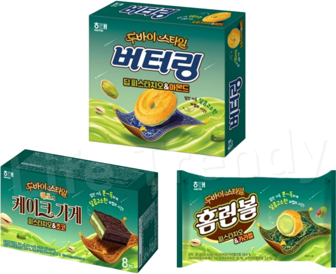 해태 두바이스타일 3종 (홈런볼+버터링+예쓰의 케이크가게), 1세트