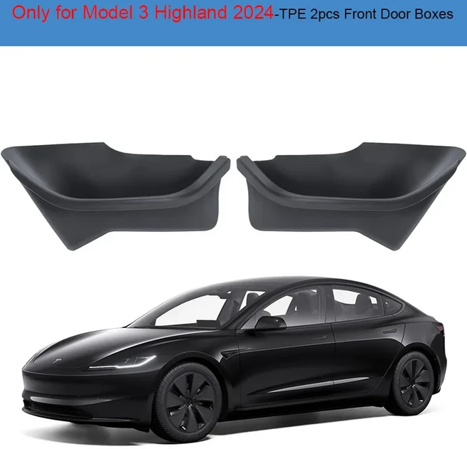 Tesla Model 3 Y 2020 -2024 모델 3 Highland 2024 풀 커버 전면 및 후면 도어 트레이 주최자 용 자동차 도, 02 MY Front 2pcs