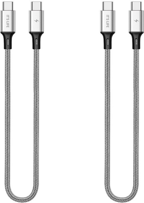 이츠라이프 칸쿤 USB C to C 고속 충전케이블 60W PD 1.2m, 그레이, 2개