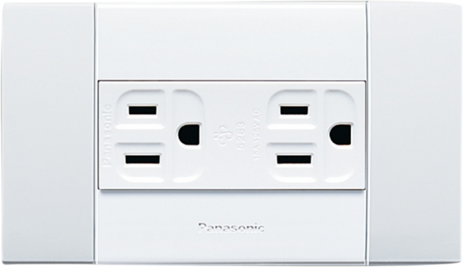 Panasonic 銀河系列接地雙插座 WEMF1102 安全耐用 簡約設計 適用於各種電器設備, 1個