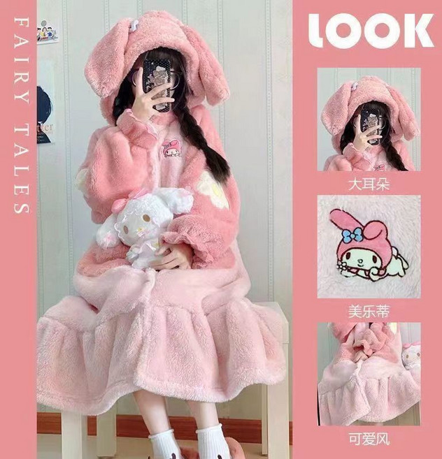 法蘭絨卡通 秋冬加厚珊瑚絨居家服