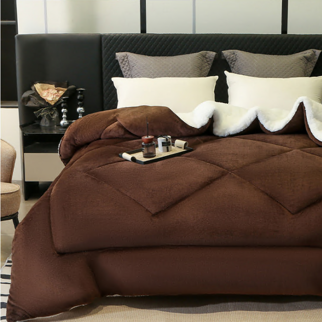 Connect LINK 호텔감성 양털 극세사 겨울이불, 브라운