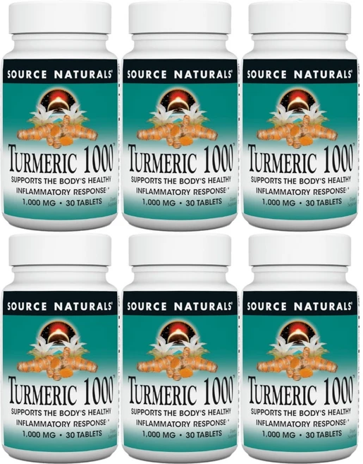 Source Naturals 소스내추럴스 터메릭 심황 강황 1000mg 테블릿, 30정, 6개, 30정 - 쿠팡