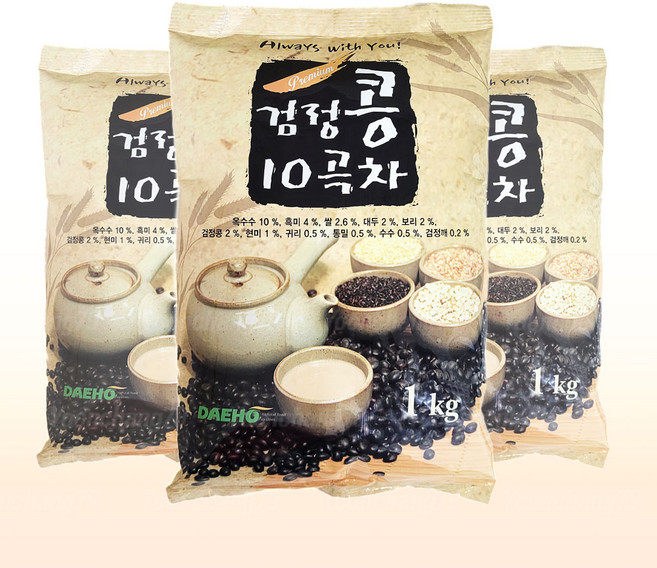 대호 검정콩 10곡차 1kg X 3개 자판기 믹스 율무차, 1세트