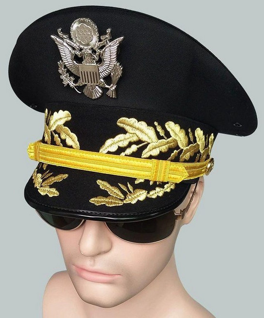 모자 캡틴 해군 밀리터리 군모 장교 선원 맥아더 볼캡, 58cm, 1개, 멀티 플로럴 대형 캡 실버 배지