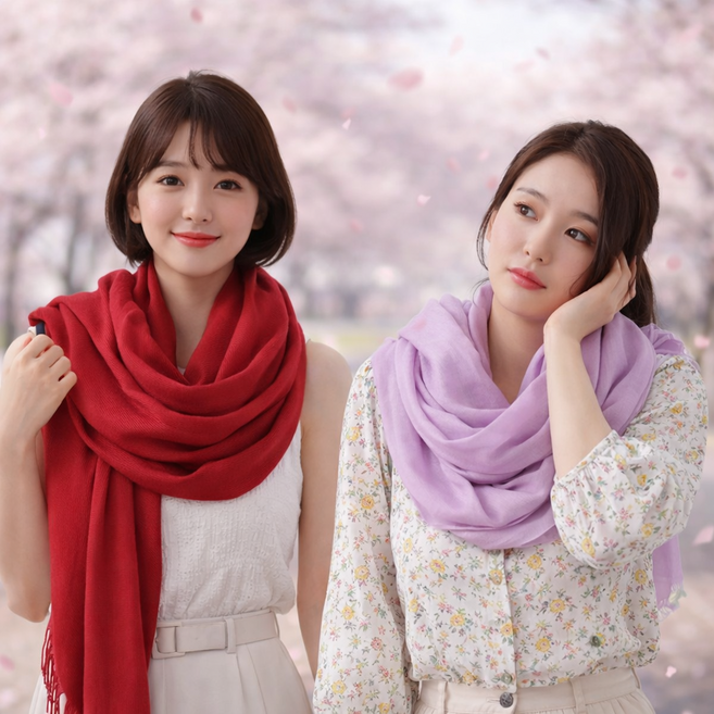 프레페리토 봄가을 겨울 여성 뷰티 파스텔 롱스카프 광폭 머플러