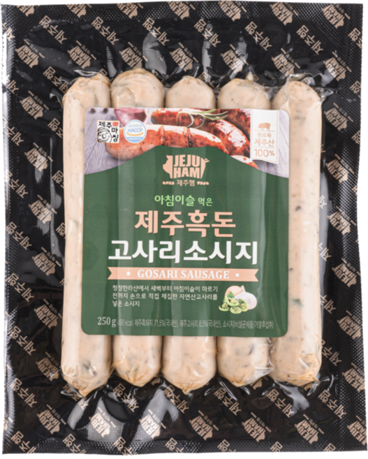 아침이슬 먹은 제주흑돈 고사리소시지 친환경먹거리, 250g, 3개