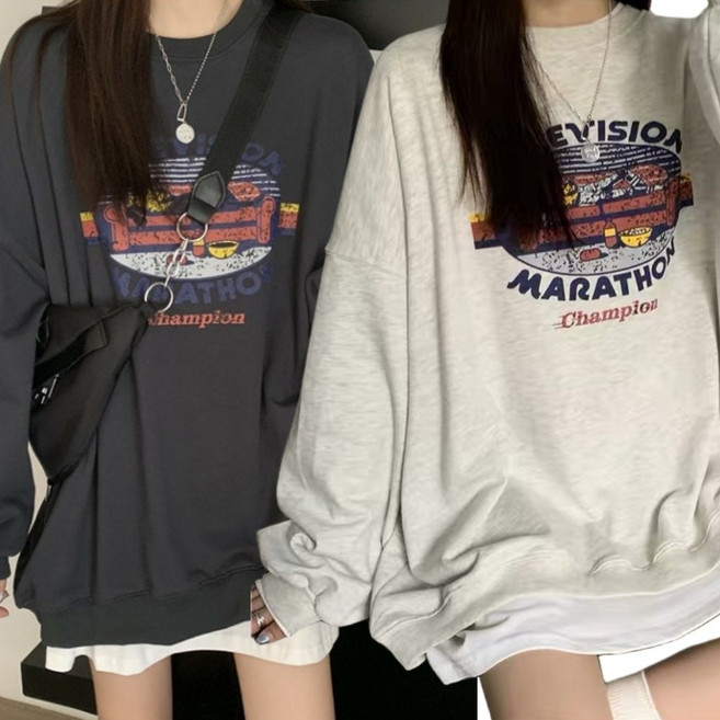 베르슈어 루즈 오버핏 레터링 프린팅 맨투맨 2p