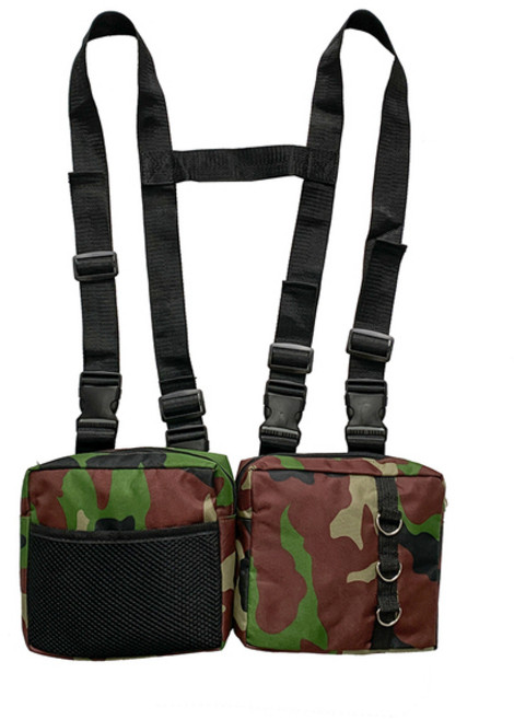 [모숭상][모숭상]Unisex Chest Rig Bag 전술 Fanny Pack 허리 가방 Streetwear 가슴 가방 기능성 공구 힙합 조끼 가방 Two Pockets Woma