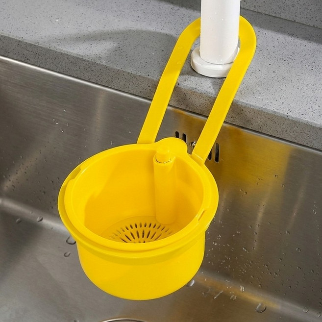 BCQ 싱크대 거치형 음식물 거름통 물빠짐 음식물쓰레기 수거함, 옐로우, 1개