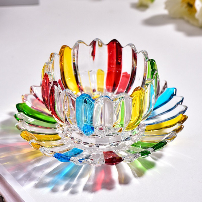 BLOWFISHFUGU 페인팅유리그릇 유리접시 디저트볼 250ML 연꽃사발 유리볼+접시, 1세트, 채색