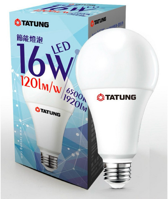 大同TATUNG LED燈泡 E27燈頭 球泡 節能省電, 1個, 白光 16W, 白光