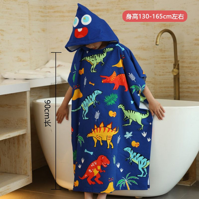 MAGIC BEAN 卡通兒童浴巾斗篷浴袍, 1個, 加大恐龍身高130-165cm